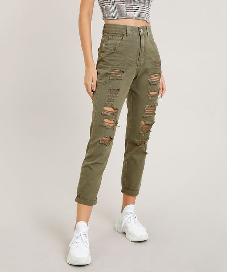 calça jeans estilo militar