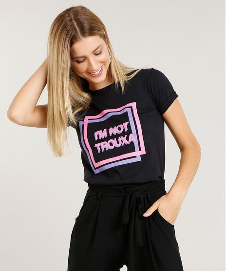 Blusa-Feminina--I-m-Not-Trouxa--Manga-Curta-Decote-Redondo-Preta-9388567-Preto_1