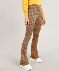 Calca-Feminina-Flare-Estampada-Xadrez-Caramelo-9459903-Caramelo_1