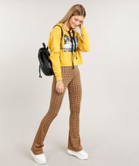 Calca-Feminina-Flare-Estampada-Xadrez-Caramelo-9459903-Caramelo_3