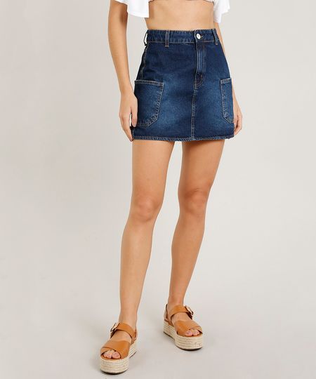 Saia-Jeans-Feminina-Cargo-Azul-Escuro-9458560-Azul_Escuro_1