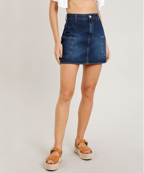 Saia-Jeans-Feminina-Cargo-Azul-Escuro-9458560-Azul_Escuro_1