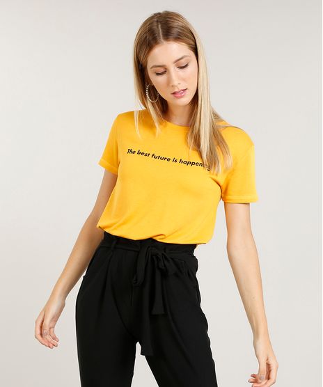 Blusa-Feminina--Future-is-Happening--Manga-Curta-Decote-Redondo-Mostarda-9465200-Mostarda_1