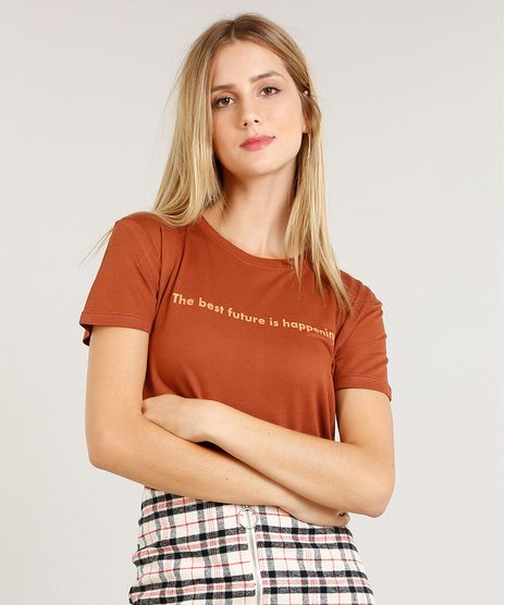 Blusa-Feminina--Future-is-Happening--Manga-Curta-Decote-Redondo-Marrom-9465202-Marrom_1