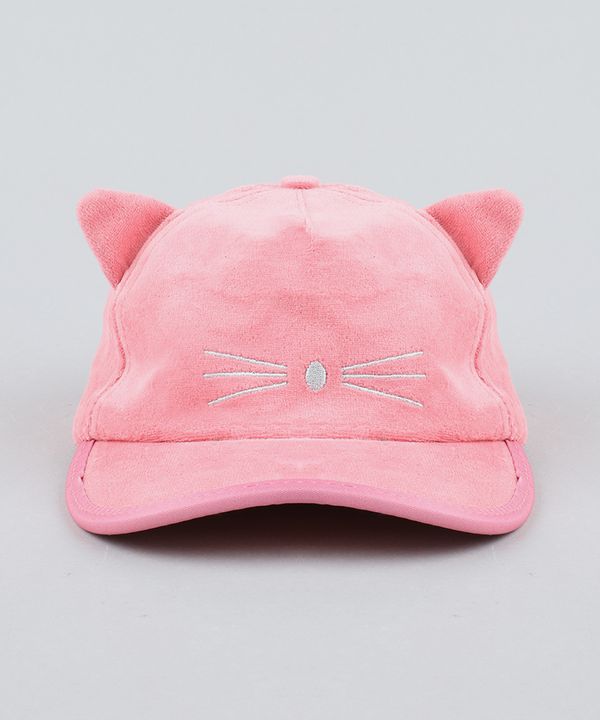 Boné Infantil Aba Curva Gatinho em Plush Rosa M