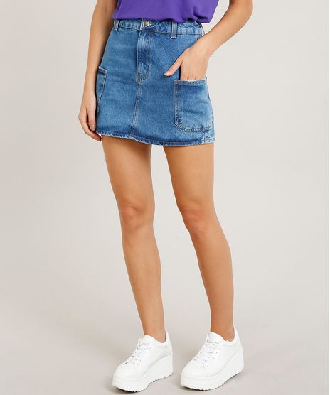 Saia-Jeans-Feminina-Cargo-Azul-Medio-9458559-Azul_Medio_1