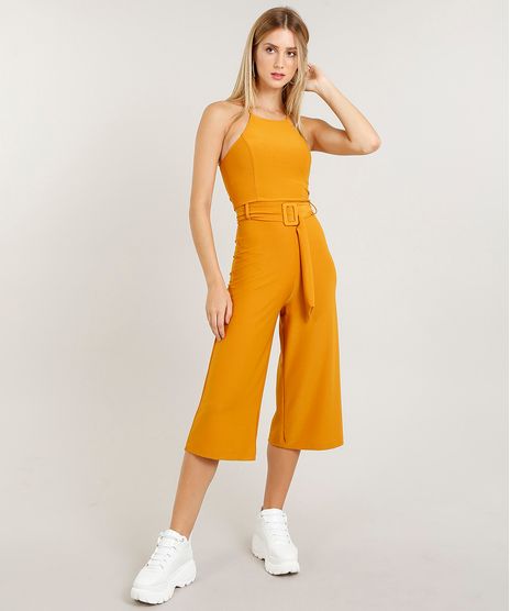 Macacao-Feminino-Pantacourt-Halter-Neck-com-Cinto-Mostarda-9323552-Mostarda_1