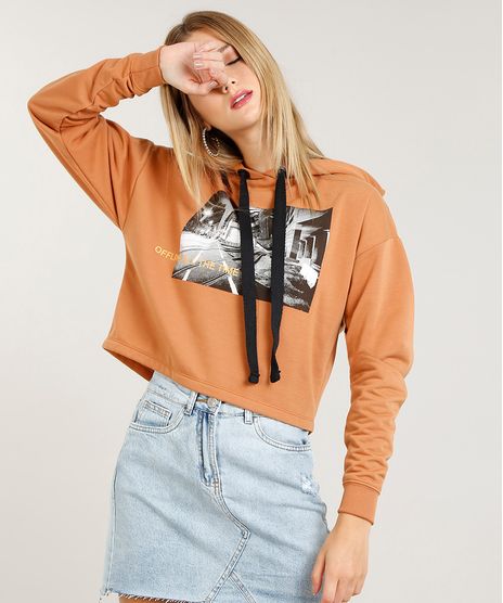 Blusao-Feminino-Cropped--Offline--com-Capuz-Manga-Longa-Caramelo-9441490-Caramelo_1