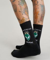 Meia-Masculina-Cano-Alto-Divertida-ET--I-Don-t-Believe-in-Humans--Preta-9379024-Preto_3