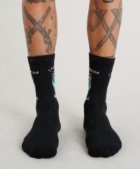 Meia-Masculina-Cano-Alto-Divertida-ET--I-Don-t-Believe-in-Humans--Preta-9379024-Preto_4
