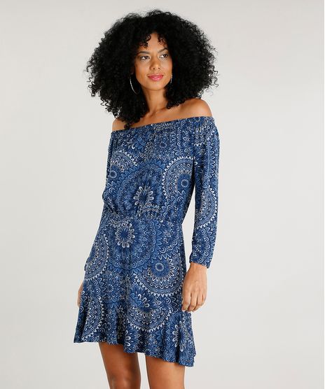 Vestido-Feminino-Curto-Ombro-a-Ombro-Estampado-de-Mandala-Azul-Marinho-9375873-Azul_Marinho_1