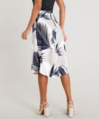 Saia-Midi-Feminina-Estampada-de-Folhagens-com-Fenda-e-Faixa-para-Amarrar--Branca-9307599-Branco_2