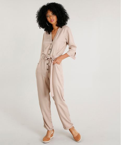 Macacao-Feminino-com-Faixa-para-Amarrar-Manga-Curta-Kaki-9463434-Kaki_1