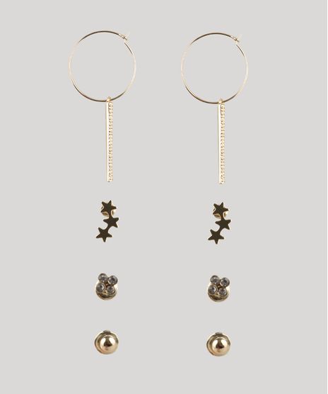 Kit-de-4-Brincos-Femininos-Dourado-9413005-Dourado_1