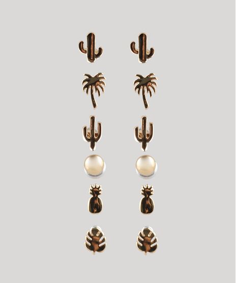 Kit-de-6-Brincos-Femininos-Dourado-9413298-Dourado_1