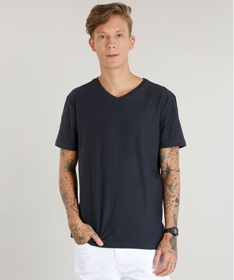 Camiseta-Masculina-Basica-Flame-Manga-Curta-Gola-V--Chumbo-7647200-Chumbo_1