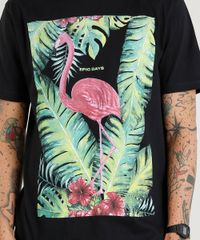 Camiseta-Masculina-com-Estampa-de-Flamingo-Manga-Curta-Gola-Careca-Preta-9482142-Preto_4