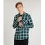 Camisa-Masculina-em-Flanela-Estampada-Xadrez-com-Bolsos-Manga-Longa-Verde-9373515-Verde_1