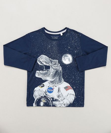 Camiseta-Infantil-Dinossauro-Astronauta-Manga-Longa-Gola-Careca-Azul-Marinho-9442027-Azul_Marinho_1