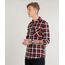 Camisa-Masculina-em-Flanela-Estampada-Xadrez-com-Bolsos-Manga-Longa-Vermelha-9373515-Vermelho_1
