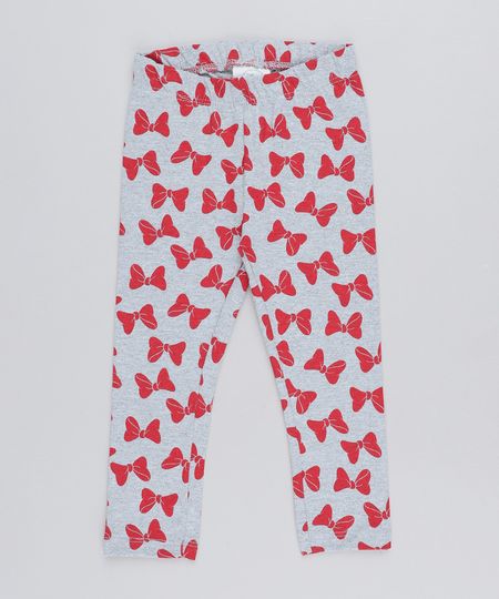 Calça Legging Infantil Minnie Estampada de Laço Cinza Mescla - 2 Menor preço em Calça Legging Infantil Minnie Estampada de Laço Cinza Mescla - 2