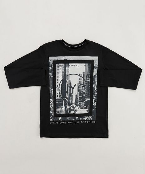 Camiseta-Infantil--Where-Dreams-Come-True-NYC--Manga-Longa-Gola-Careca-Preta-9440325-Preto_1