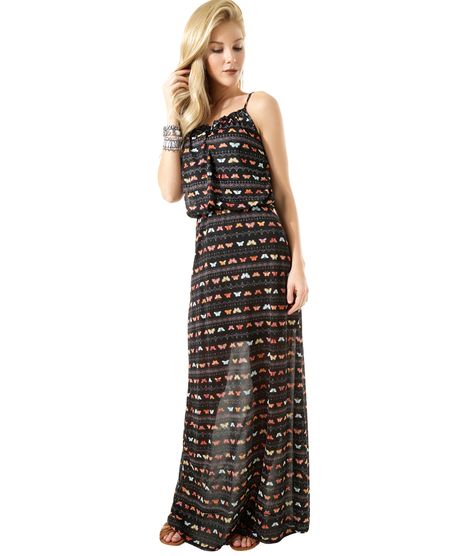 Vestido-Longo-Estampado-de-Borboletas-Preto-8403699-Preto_1