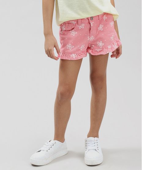 Short-Color-Infantil-Estampado-Floral-com-Babado-Rosa-9368842-Rosa_1