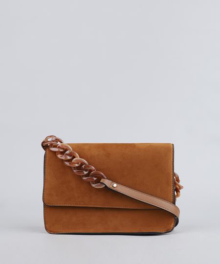 Bolsa-Feminina-Transversal-em-Suede-com-Alca-de-Acrilico-Caramelo-9379324-Caramelo_1