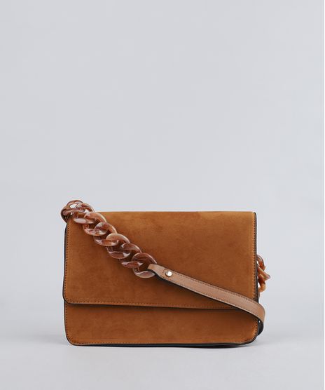 Bolsa-Feminina-Transversal-em-Suede-com-Alca-de-Acrilico-Caramelo-9379324-Caramelo_1