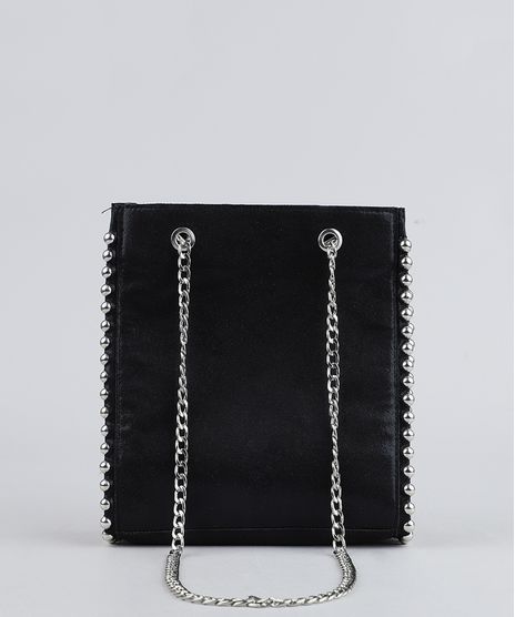 Bolsa-Feminina-Acetinada-com-Tacha-e-Alca-de-Corrente-Preta-9360788-Preto_1