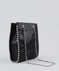 Bolsa-Feminina-Acetinada-com-Tacha-e-Alca-de-Corrente-Preta-9360788-Preto_3