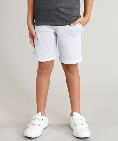 Bermuda-Infantil-Basica-em-Moletom-com-Bolsos-Cinza-Mescla-Claro-9260488-Cinza_Mescla_Claro_1