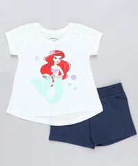 Conjunto-Infantil-Pequena-Sereia-Ariel-de-Blusa-Manga-Curta-Off-White---Short-em-Moletom-Azul-Marinho-9419577-Azul_Marinho_1