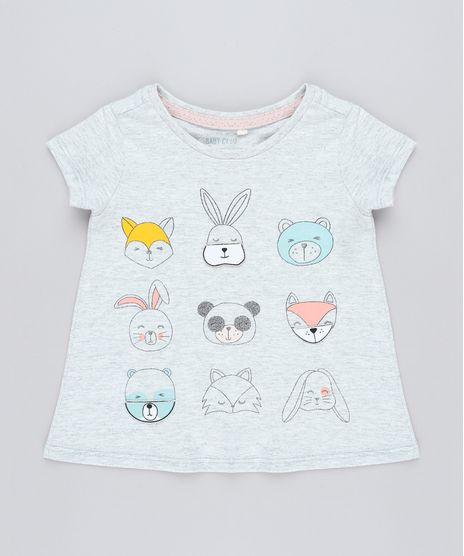 Blusa-Infantil-com-Estampa-Interativa-de-Bichos-Manga-Curta-Decote-Redondo-Cinza-Mescla-Claro-9428229-Cinza_Mescla_Claro_1