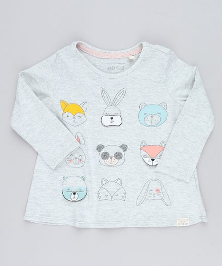 Blusa-Infantil-com-Estampa-Interativa-de-Bichos-Manga-Longa-Decote-Redondo-Cinza-Mescla-Claro-9428257-Cinza_Mescla_Claro_1