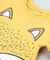 Camiseta-Infantil-Raposa-com-Orelhinhas-Manga-Curta-Gola-Careca-Amarela-9441599-Amarelo_4