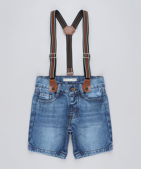 short jeans com suspensório infantil