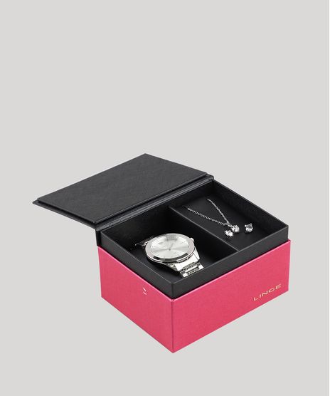Kit-de-Relogio-Analogico-Lince-Feminino---Brinco---Colar---LRM4569L-KD65S1SX-Prateado-9401084-Prateado_1