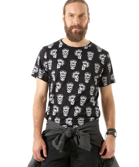 Camiseta-Estampada-de-Caveiras-Preta-8396724-Preto_1