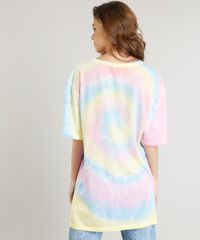 T-shirt-Longa-Feminina-Mindset-Tie-Dye-Estampada-Manga-Curta-Amarelo-Claro-9510064-Amarelo_Claro_2