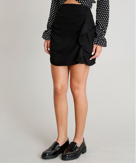 Saia-Feminina-Curta-com-Babado-Preta-9365143-Preto_1