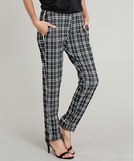 Calca-Feminina-Xadrez-com-Vivo-Lateral-e-Barra-Dobrada-Preta-9361039-Preto_1