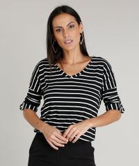 Blusa-Feminina-Listrada-com-Martingale-Manga-Curta-Decote-V-Preta-9453120-Preto_1 Blusa-Feminina-Listrada-com-Martingale-Manga-Curta-Decote-V-Preta-9453120-Preto_1