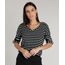 Blusa-Feminina-Listrada-com-Martingale-Manga-Curta-Decote-V-Preta-9453120-Preto_1