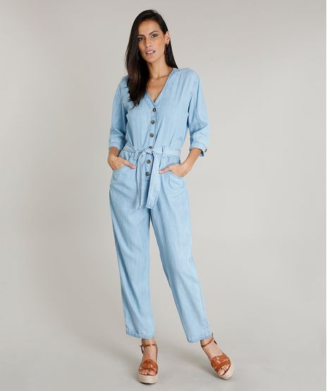 Macacao-Jeans-Feminino-com-Faixa-para-Amarrar-Manga-Curta-Azul-Claro-9463435-Azul_Claro_1