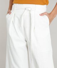 Calca-Pantacourt-Feminina-em-Linho-com-Faixa-para-Amarrar-Off-White-9357653-Off_White_4