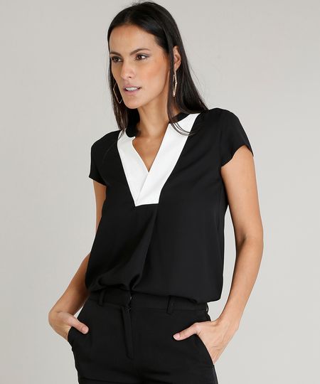 Blusa-Feminina-com-Recorte-Bicolor-Manga-Curta-Decote-V-Preta-9370586-Preto_1 Blusa-Feminina-com-Recorte-Bicolor-Manga-Curta-Decote-V-Preta-9370586-Preto_1
