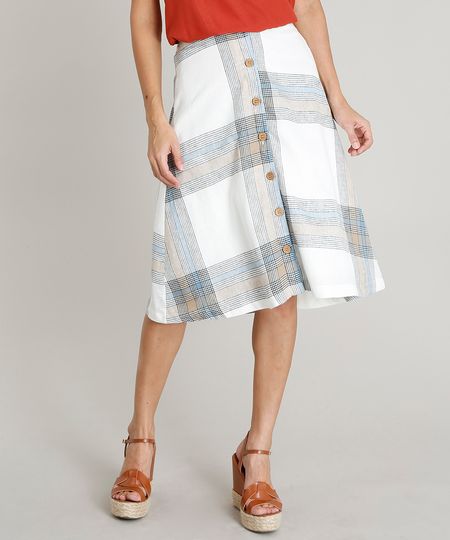 Saia-Feminina-Midi-em-Linho-Estampada-Xadrez-com-Botoes-Off-White-9417231-Off_White_1 Saia-Feminina-Midi-em-Linho-Estampada-Xadrez-com-Botoes-Off-White-9417231-Off_White_1