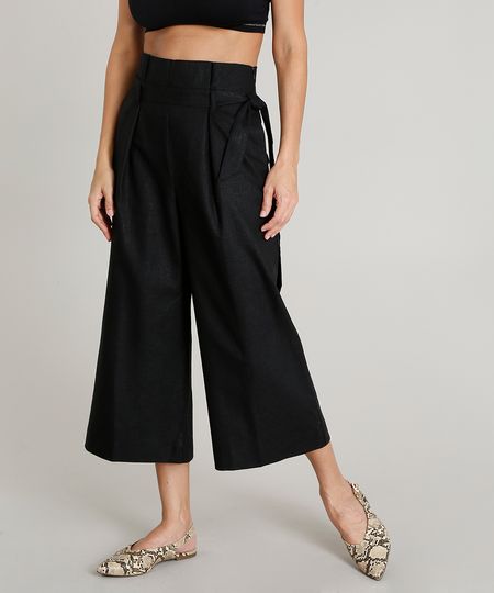 Calca-Pantacourt-Feminina-em-Linho-com-Faixa-para-Amarrar-Preta-9357653-Preto_1 Calca-Pantacourt-Feminina-em-Linho-com-Faixa-para-Amarrar-Preta-9357653-Preto_1